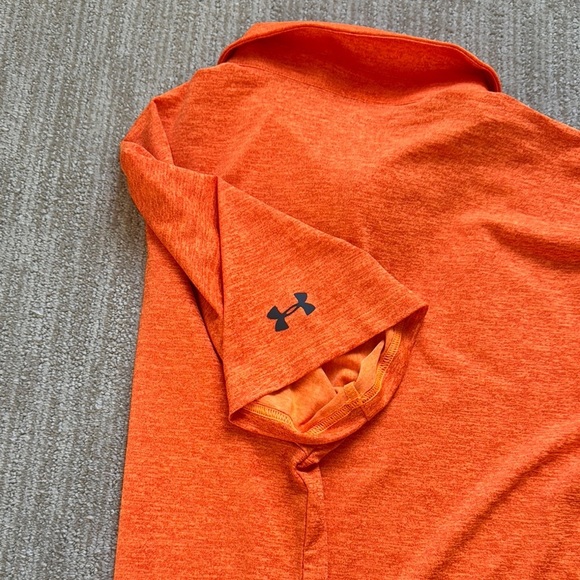 Under Armour Men's Size L Bright Orange Heat Gear Golf Dri Fit Polo Shirt - Picture 11 of 11